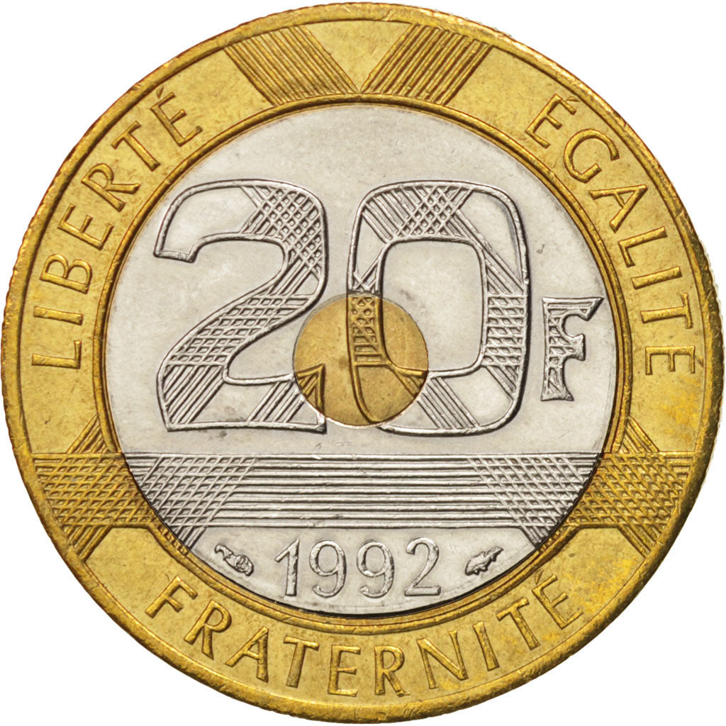 France, Mont Saint Michel, 20 Francs, 1992, SPL, Tri-Metallic, Gadoury:871