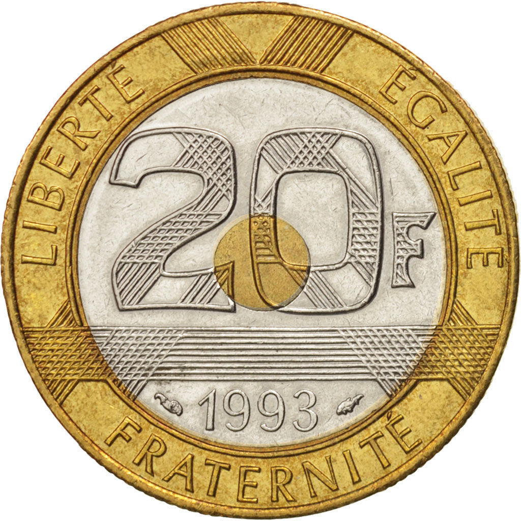 France, Mont Saint Michel, 20 Francs, 1993, SUP+, Tri-Metallic, Gadoury:871
