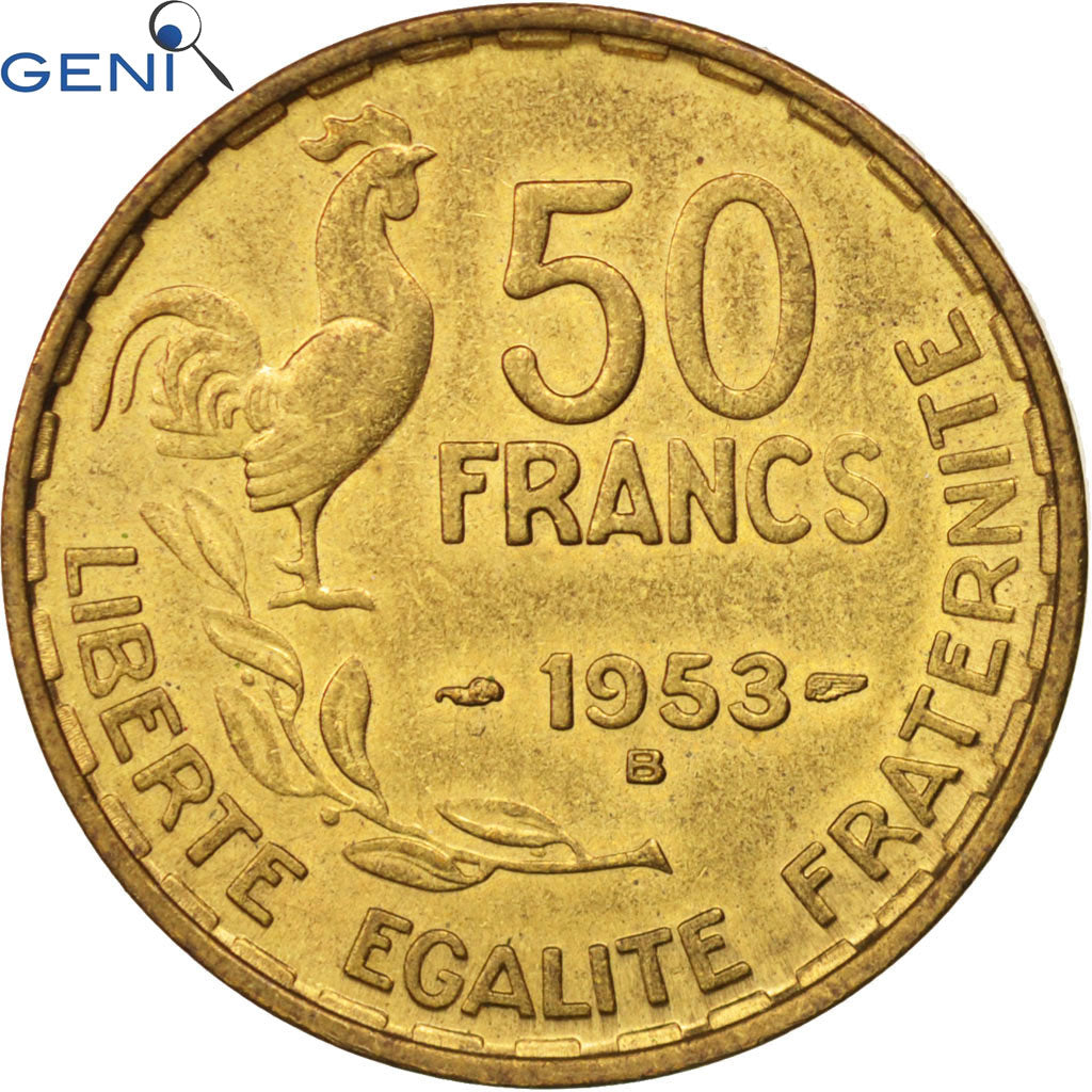 Coin, France, Guiraud, 50 Francs, 1953, Beaumont - Le Roger, GENI, MS63