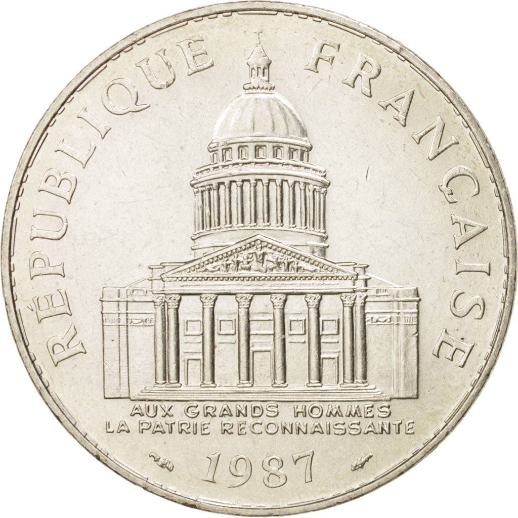 Coin, France, Panthéon, 100 Francs, 1987, Paris, MS(63), Silver, KM:951.1