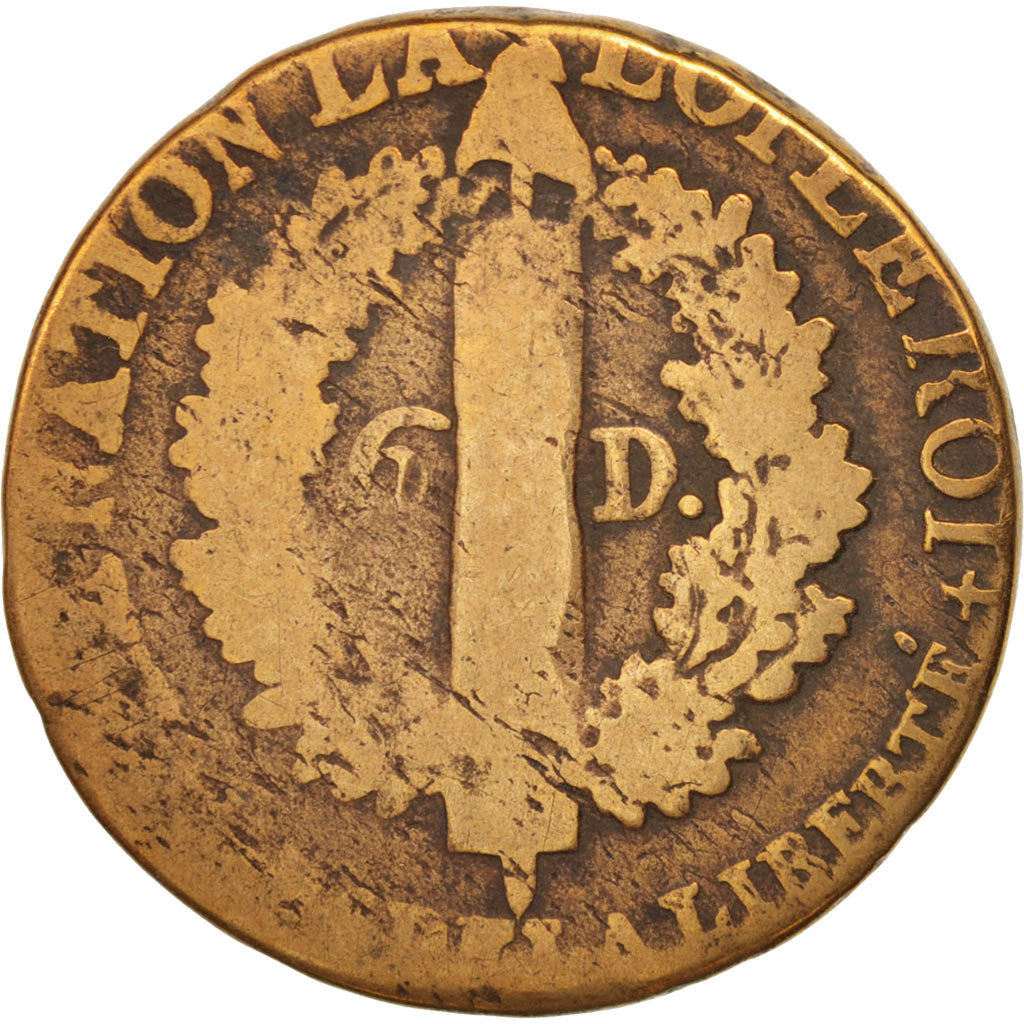 Coin, France, 6 deniers françois, 6 Deniers, 1792, Limoges, F(12-15), Bronze