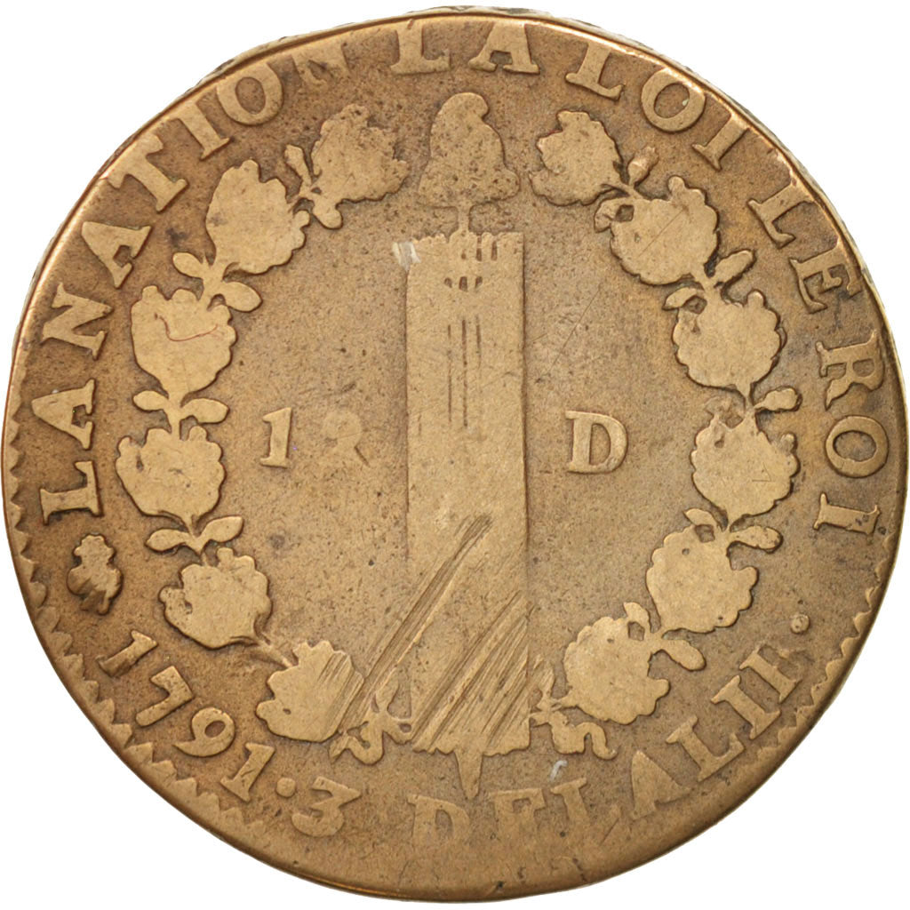 Frankreich, Louis XVI, 12 deniers françois, 1791, Paris, VF(20-25), KM:600.1