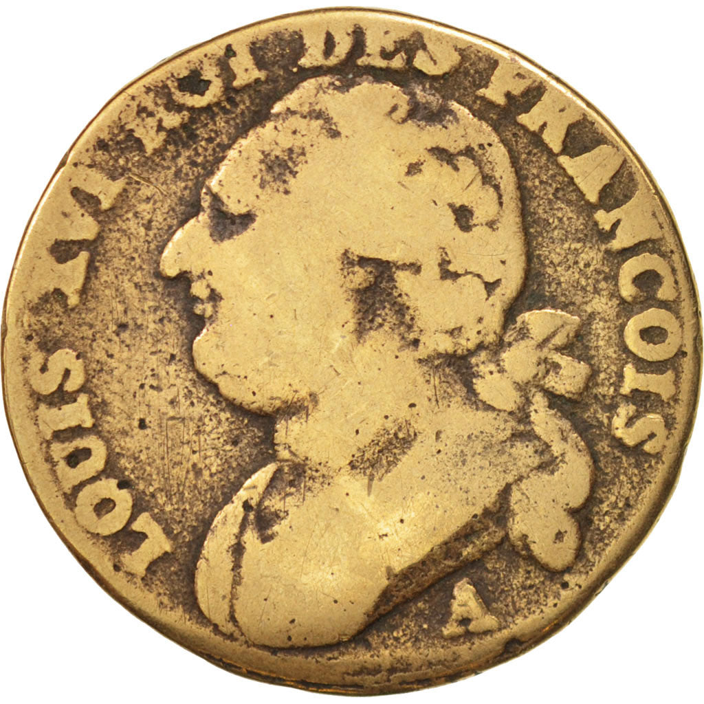 France, Louis XVI, 12 deniers françois, 1792, Paris, F(12-15), KM:600.1