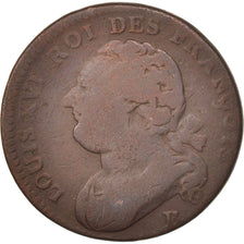 Francia, 12 deniers françois, 12 Deniers, 1792, Rouen, B+, Bronzo, KM:600.3,...
