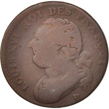 France, Louis XVI, 12 deniers françois, 1792, Rouen, B+, Gadoury:15