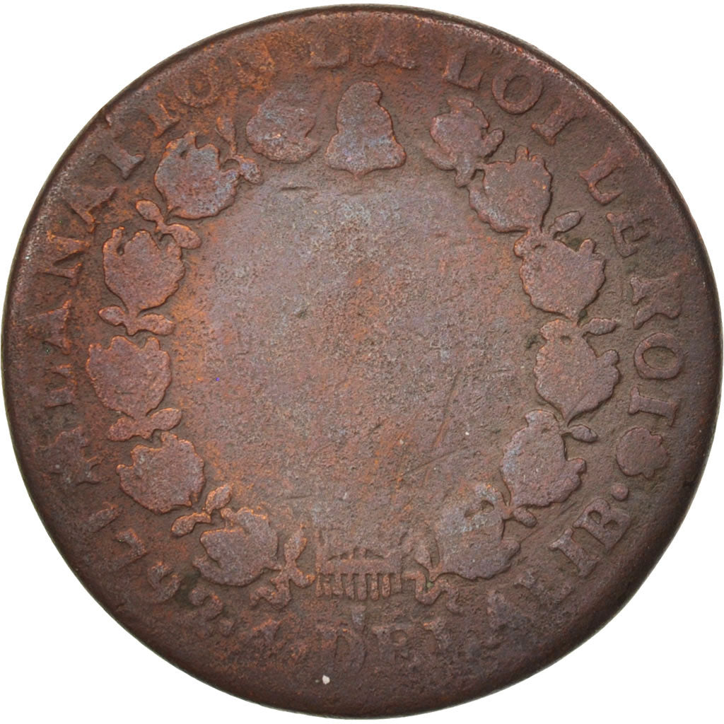 Francia, 12 deniers françois, 12 Deniers, 1792, Rouen, B+, Bronzo, KM:600.3,...