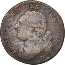 Francia, 12 deniers françois, 12 Deniers, 1792, Lyon, B+, Bronzo, KM:600.5,...