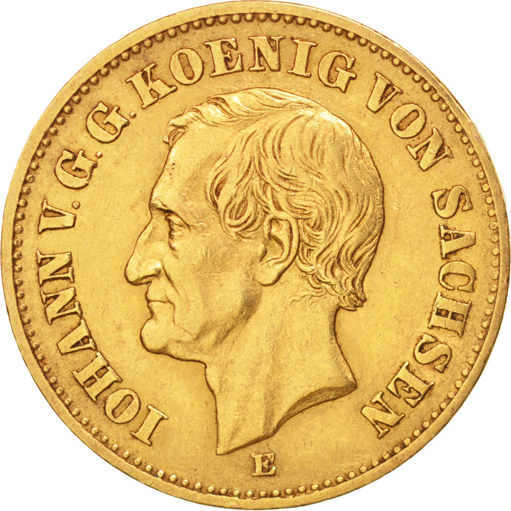 German States, SAXONY-ALBERTINE, Johann, 20 Mark, 1873, Muldenhütten, EF(40-45)