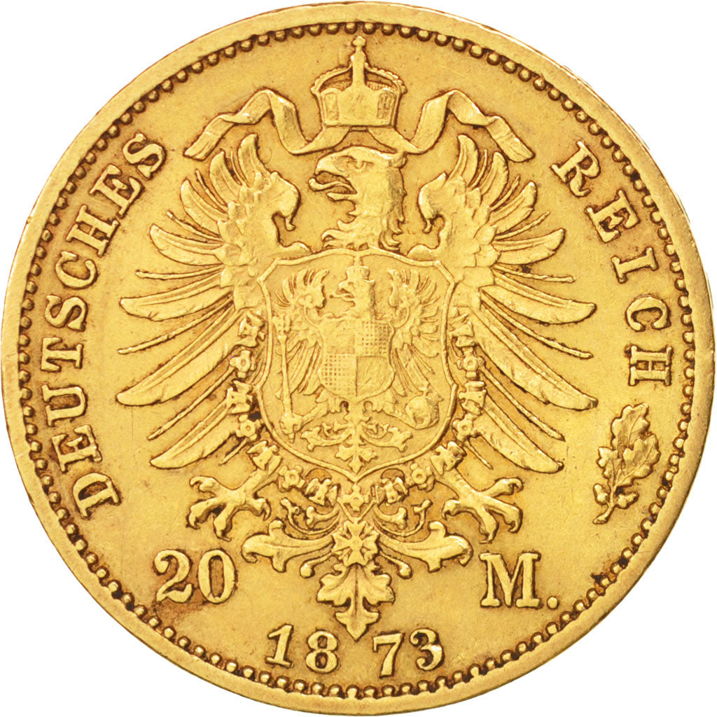 German States, SAXONY-ALBERTINE, Johann, 20 Mark, 1873, Muldenhütten, EF(40-45)