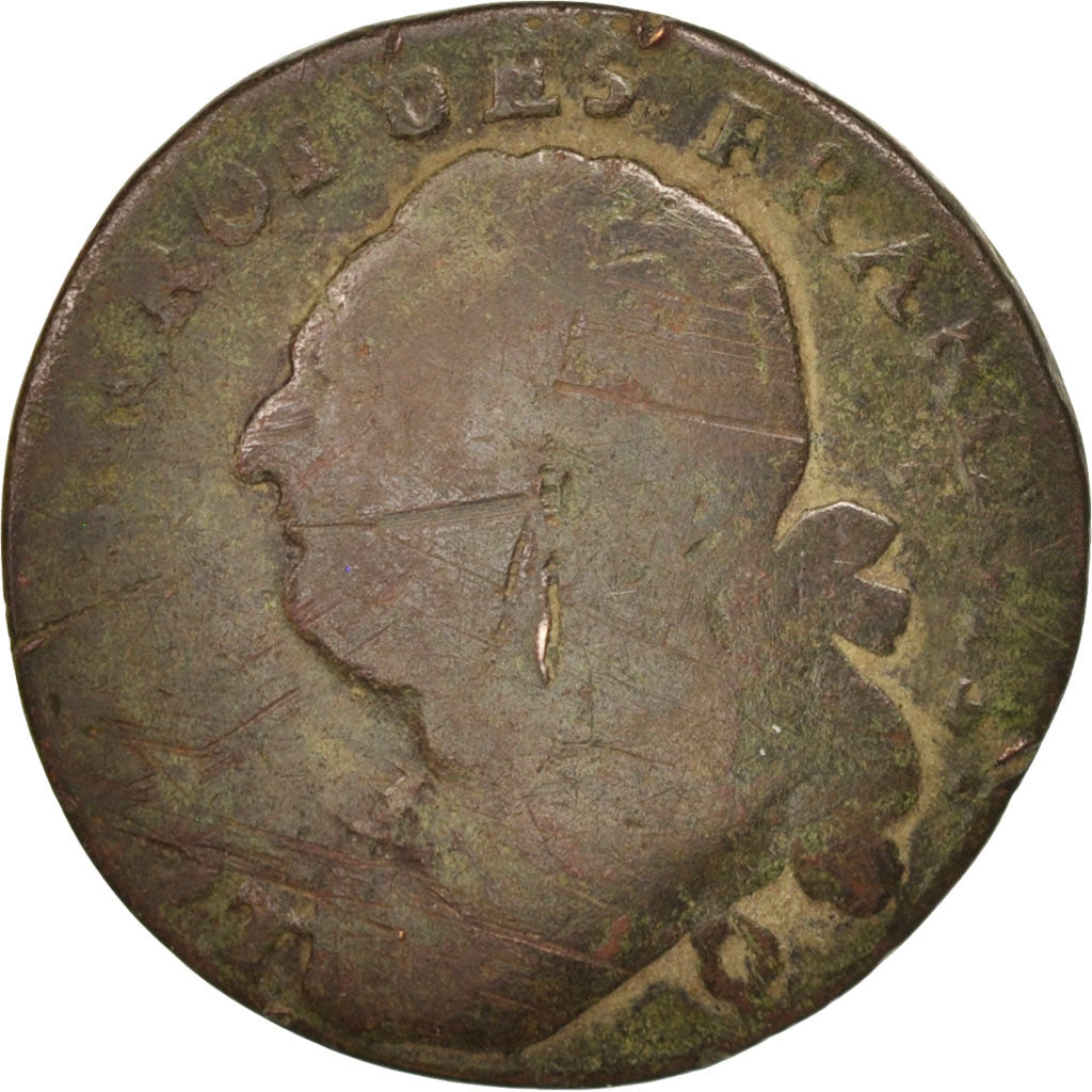France, Louis XVI, 12 deniers françois, 1792, Perpignan, VG(8-10), KM:600.13