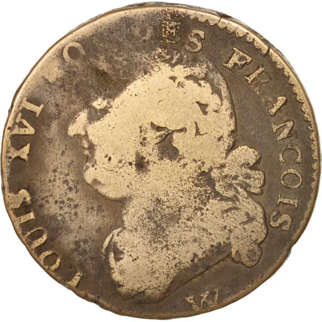 France, Louis XVI, 12 deniers françois, 1792, Lille, VG(8-10), KM:600.16