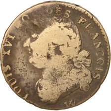 France, Louis XVI, 12 deniers françois, 1792, Lille, VG(8-10), KM:600.16