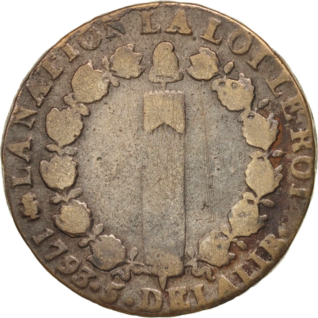 Francia, 12 deniers françois, 12 Deniers, 1793, Paris, B+, Bronzo, KM:600.1,...