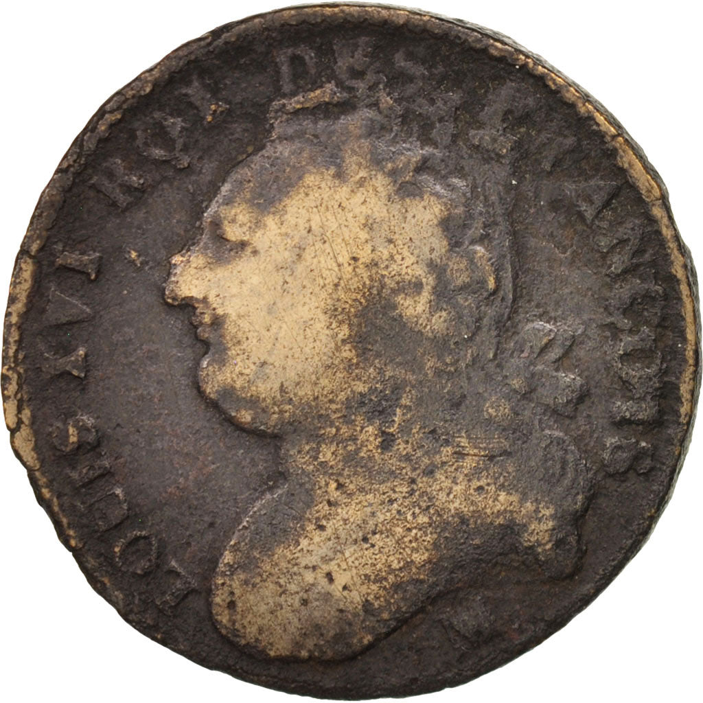 Coin, France, 12 deniers françois, 12 Deniers, 1793, Marseille, F(12-15)