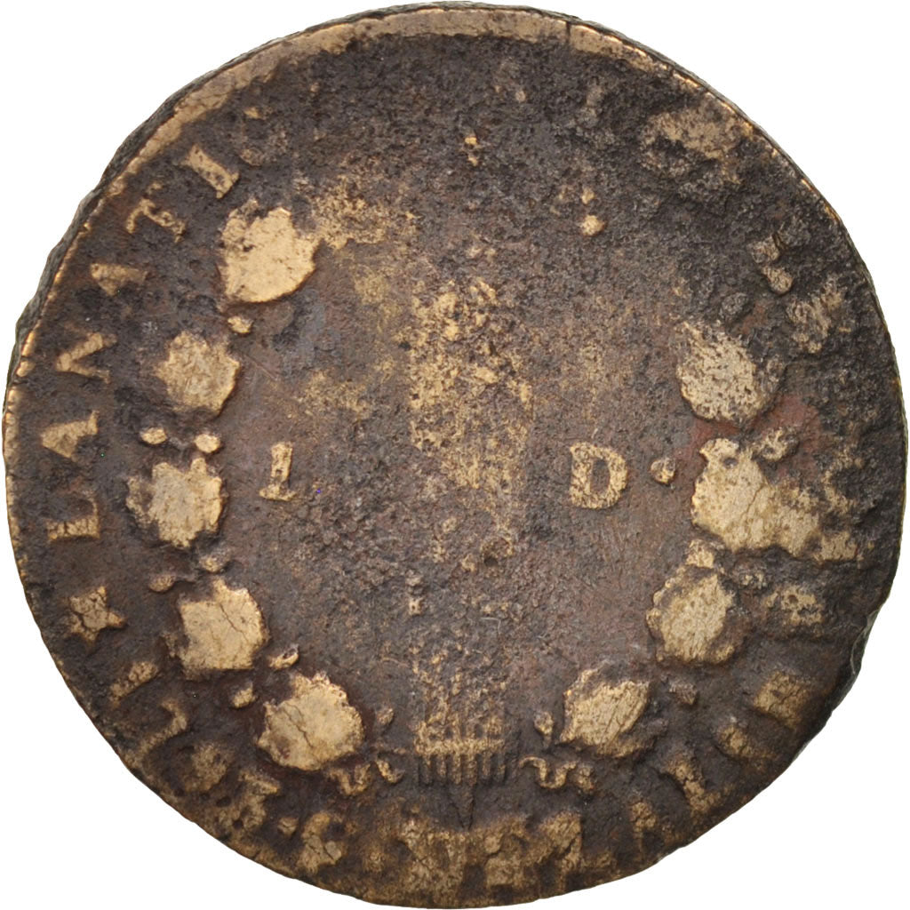 Coin, France, 12 deniers françois, 12 Deniers, 1793, Marseille, F(12-15)