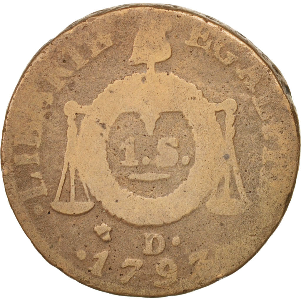 Frankreich, Sol aux balances françoise, 1793, Dijon, F(12-15), Bronze, KM:619.5
