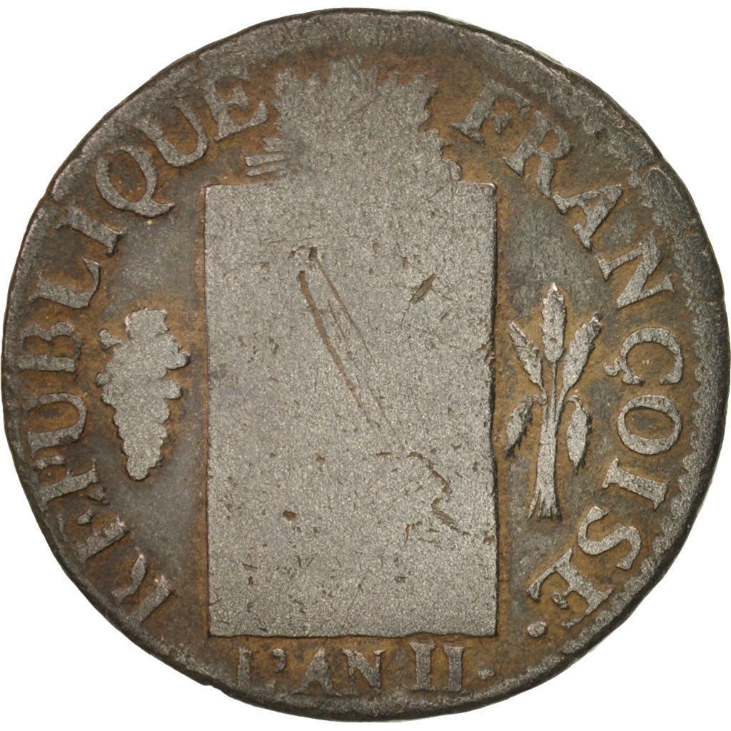 France, Sol aux balances françoise, 1793, Nantes, VG(8-10), Bronze, KM:619.11