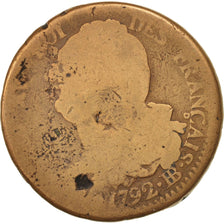 Moneta, Francia, 2 sols français, 2 Sols, 1792, Strasbourg, B, Bronzo, KM:612
