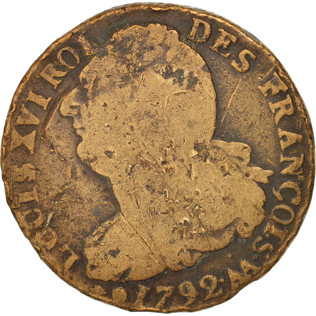 Francia, 2 sols françois, 2 Sols, 1792, Metz, B+, Bronzo, KM:603.2, Gadoury:25