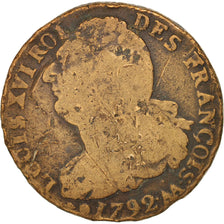 Francia, 2 sols françois, 2 Sols, 1792, Metz, B+, Bronzo, KM:603.2, Gadoury:25