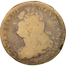 Moneta, Francia, 2 sols françois, 2 Sols, 1792, Orléans, B+, Bronzo