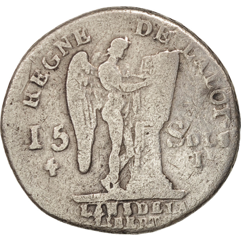 Francia, 15 sols françois, 15 Sols, 1/8 ECU, 1791, Limoges, MB, Argento, KM:...