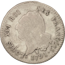 France, Louis XVI, 30 sols françois, 1791, Limoges, VG(8-10), Silver, KM:606.7