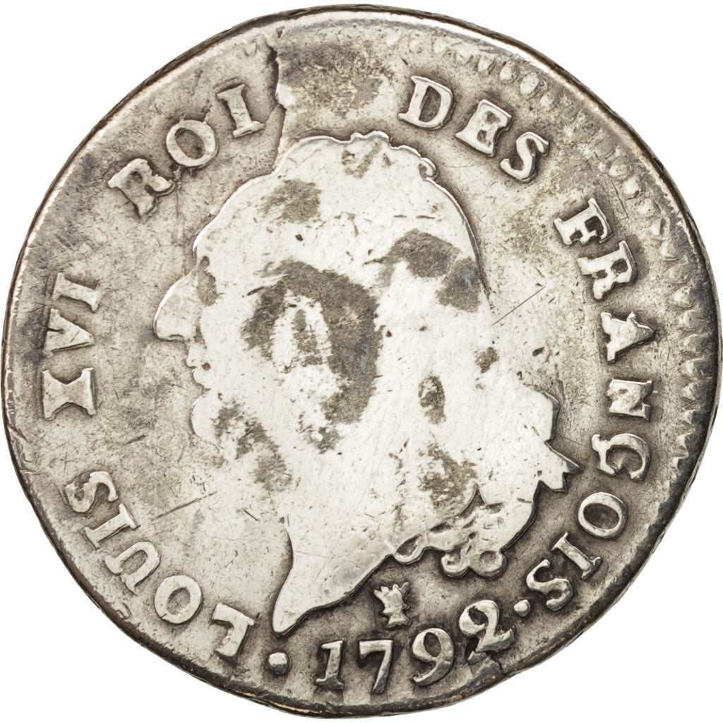 France, Louis XVI, 30 sols françois, 1792, Limoges, VG(8-10), Silver, KM:606.7