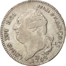 Francia, Écu de 6 livres françois, ECU, 6 Livres, 1793, Toulouse, BB, Argen...