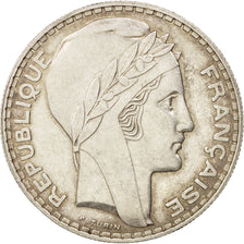 France, Turin, 20 Francs, 1936, Paris, AU(50-53), Silver, KM:879, Gadoury:852