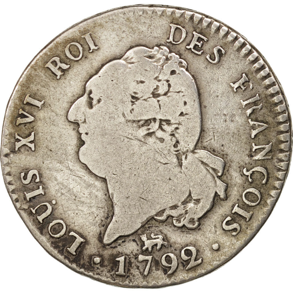 France, Louis XVI, 30 sols françois, 1792, Paris, F(12-15), Silver, KM:606.1
