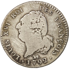 France, Louis XVI, 30 sols françois, 1792, Paris, F(12-15), Silver, KM:606.1