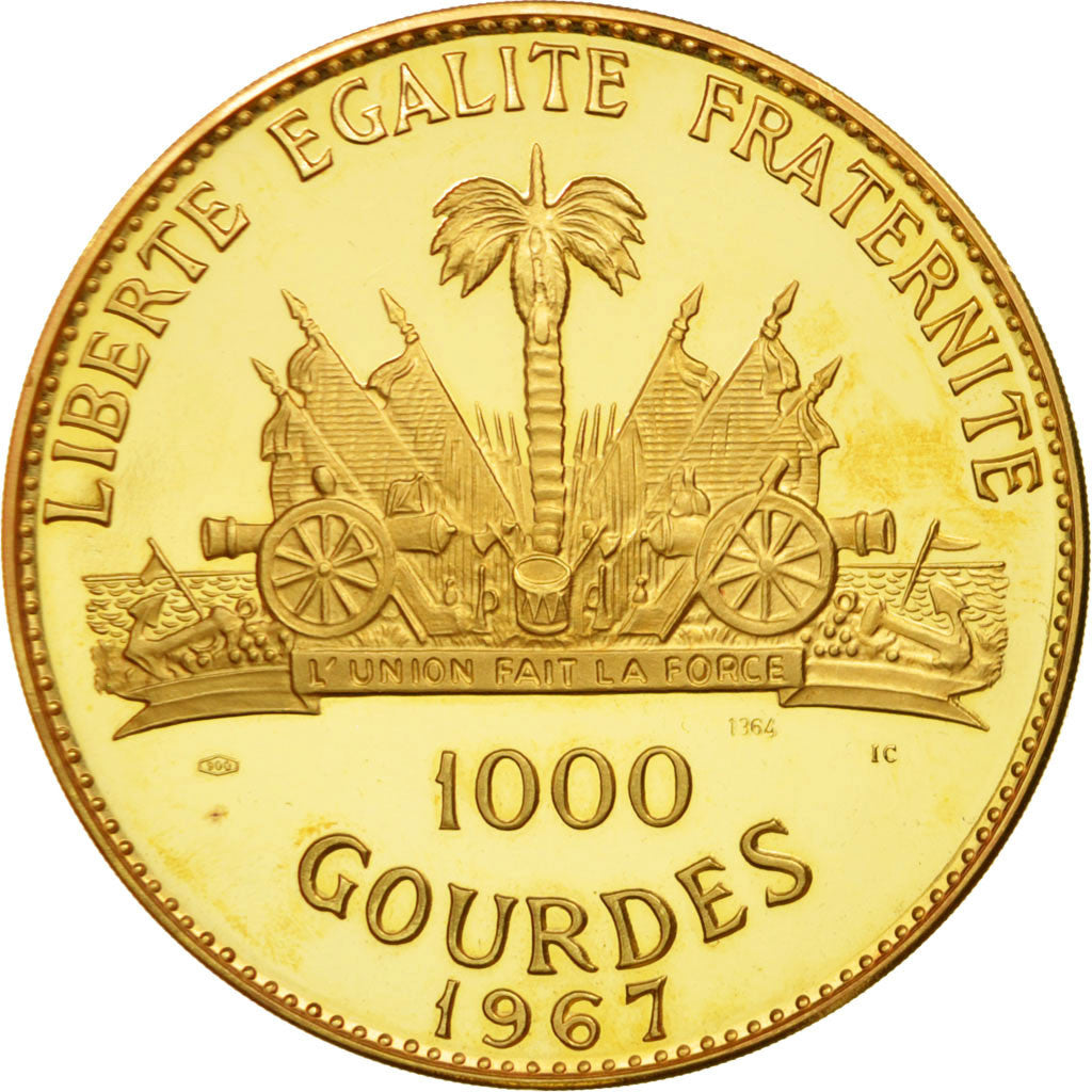 Haiti, 1000 Gourdes, 1967, PCGS, PR65DCAM, Gold, KM:71