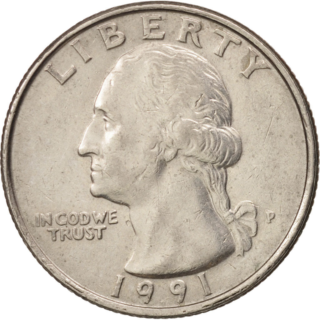 Coin, United States, Washington Quarter, Quarter, 1991, U.S. Mint, Philadelphia