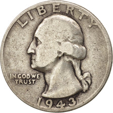 United States, Washington Quarter, 1943, Philadelphia, VF(30-35), KM:164