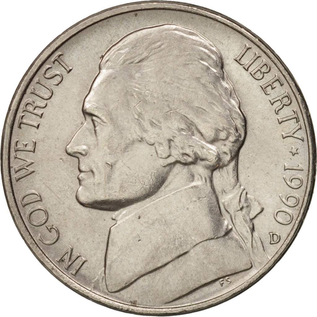 Monnaie, États-Unis, Jefferson Nickel, 5 Cents, 1990, U.S. Mint, Denver, SUP+
