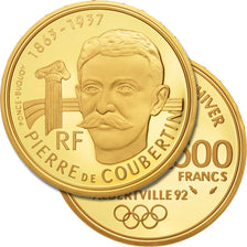 France, Pierre de Coubertin, 500 Francs, 1991, Paris, FDC, Or, KM:1000