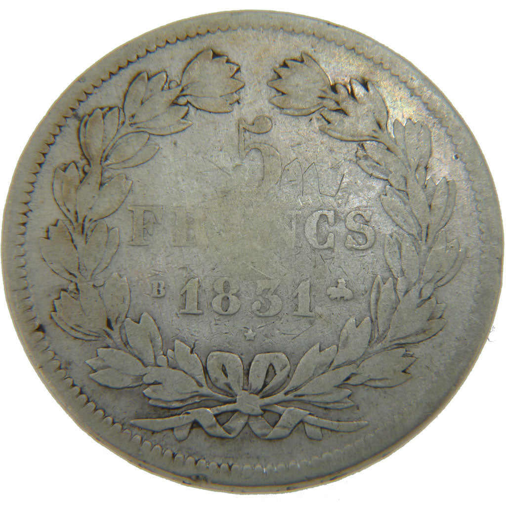 FRANCE, Louis-Philippe, 5 Francs, 1831, Rouen, KM #745.2, VF(20-25), Silver,...