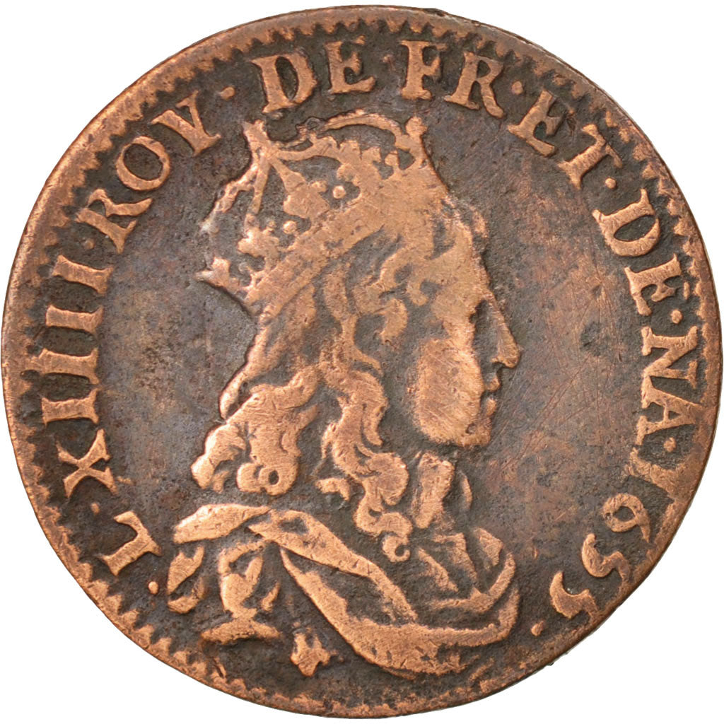 Francia, Louis XIV, Liard de France au buste juvénile, deuxième type, Liard...