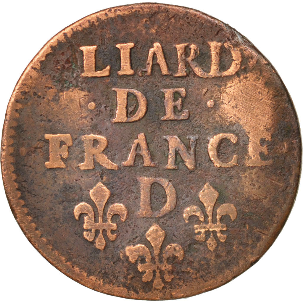 Francia, Louis XIV, Liard de France au buste juvénile, deuxième type, Liard...