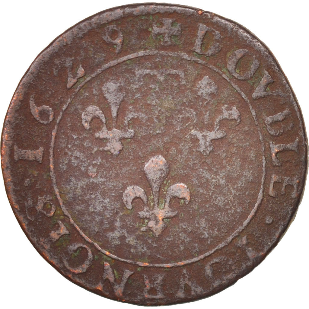 Coin, FRENCH STATES, DOMBES, Gaston d'Orléans, Double Tournois, 1629, Trévoux