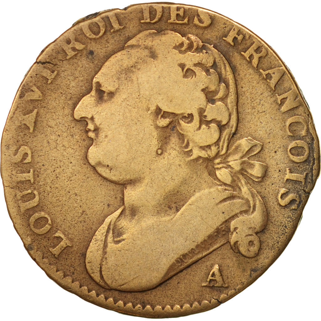 France, Louis XVI, 12 deniers françois, 1792, Paris, VF(30-35), KM:600.1