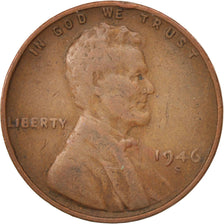 United States, Lincoln Cent, 1946, San Francisco, VF(30-35), KM:A132