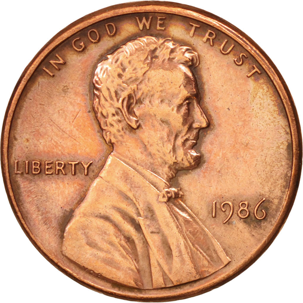 Coin, United States, Lincoln Cent, Cent, 1986, U.S. Mint, Philadelphia