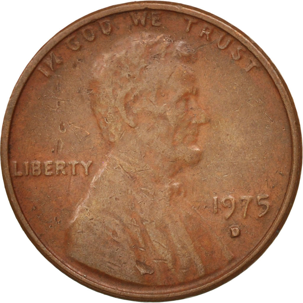 Coin, United States, Lincoln Cent, Cent, 1975, U.S. Mint, Denver, EF(40-45)