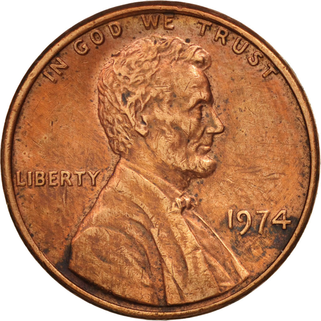 Coin, United States, Lincoln Cent, Cent, 1974, U.S. Mint, Philadelphia