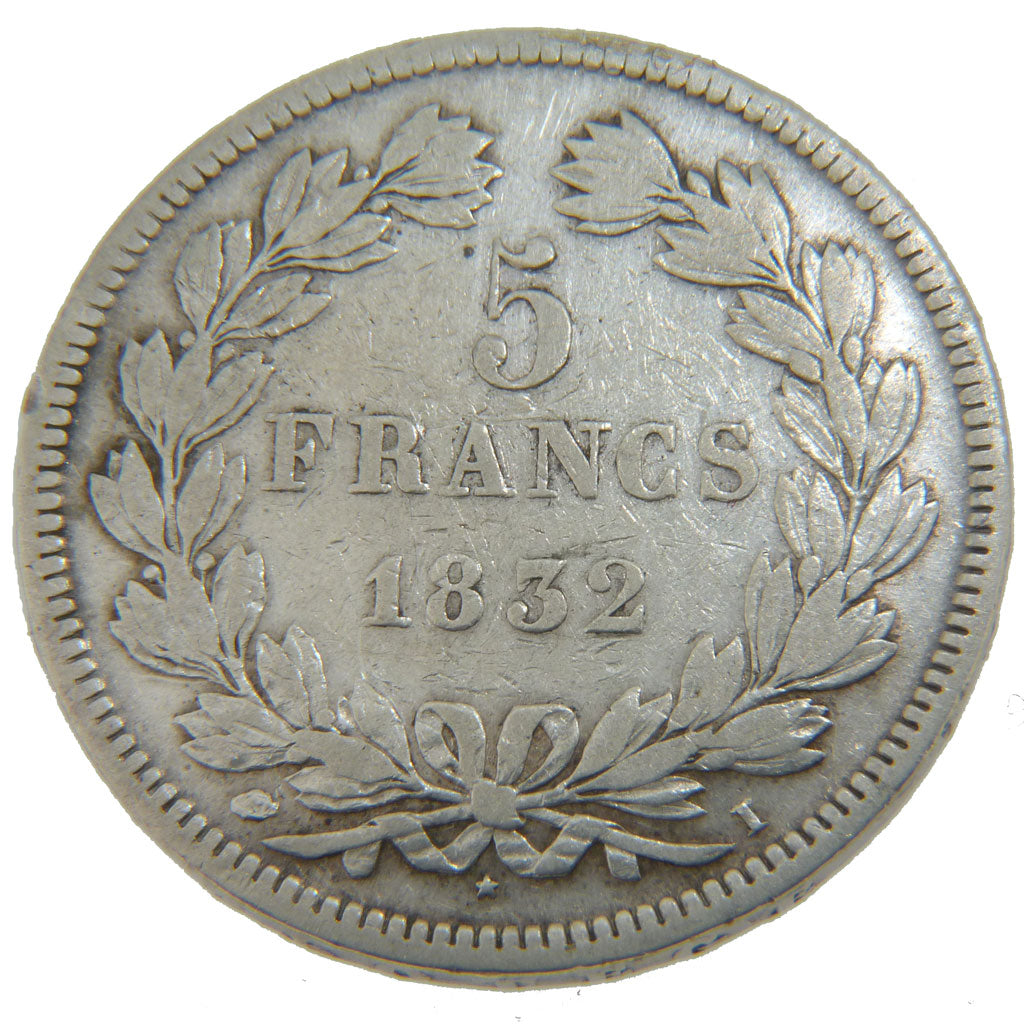 FRANCE, Louis-Philippe, 5 Francs, 1832, Limoges, KM #749.6, VF(30-35), Silver,..