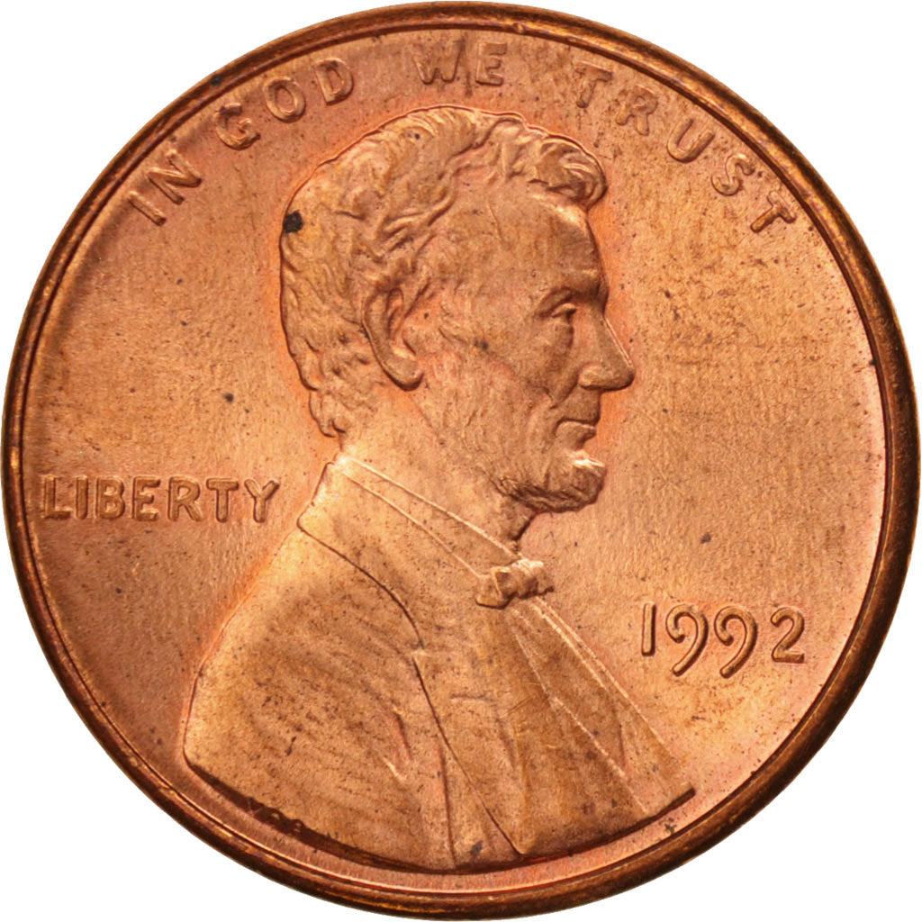 United States, Lincoln Cent, 1992, Philadelphia, MS(64), KM:201b