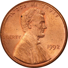United States, Lincoln Cent, 1992, Philadelphia, MS(64), KM:201b