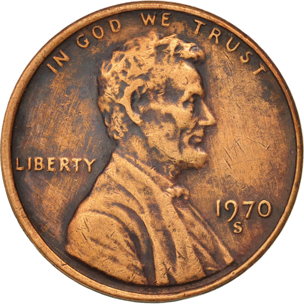 United States, Lincoln Cent, 1970, San Francisco, EF(40-45), KM:201